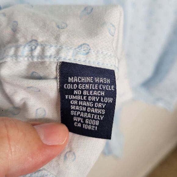 Panhandle Light Blue Paisley Dot Print Short Sleeve Western Button Front Shirt - Picture 8 of 9